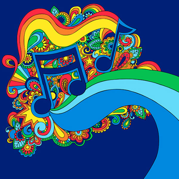 Psychedelic Vector Music-notes-illustration