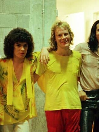 The music group Ambrosia backstage in the 1970s