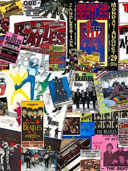 Beatles British Invasion Rock and Roll | concert poster collage fab four portrait painting -Jean Paul Ferro