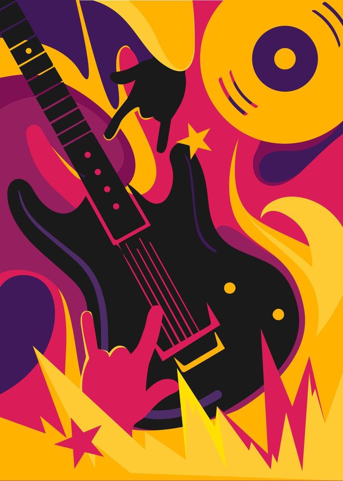 rock music poster with electric guitar